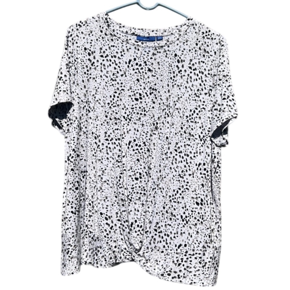 Apt. 9 Black and White Patterned Soft Tee w/Gathered Knot Tie Size XXL